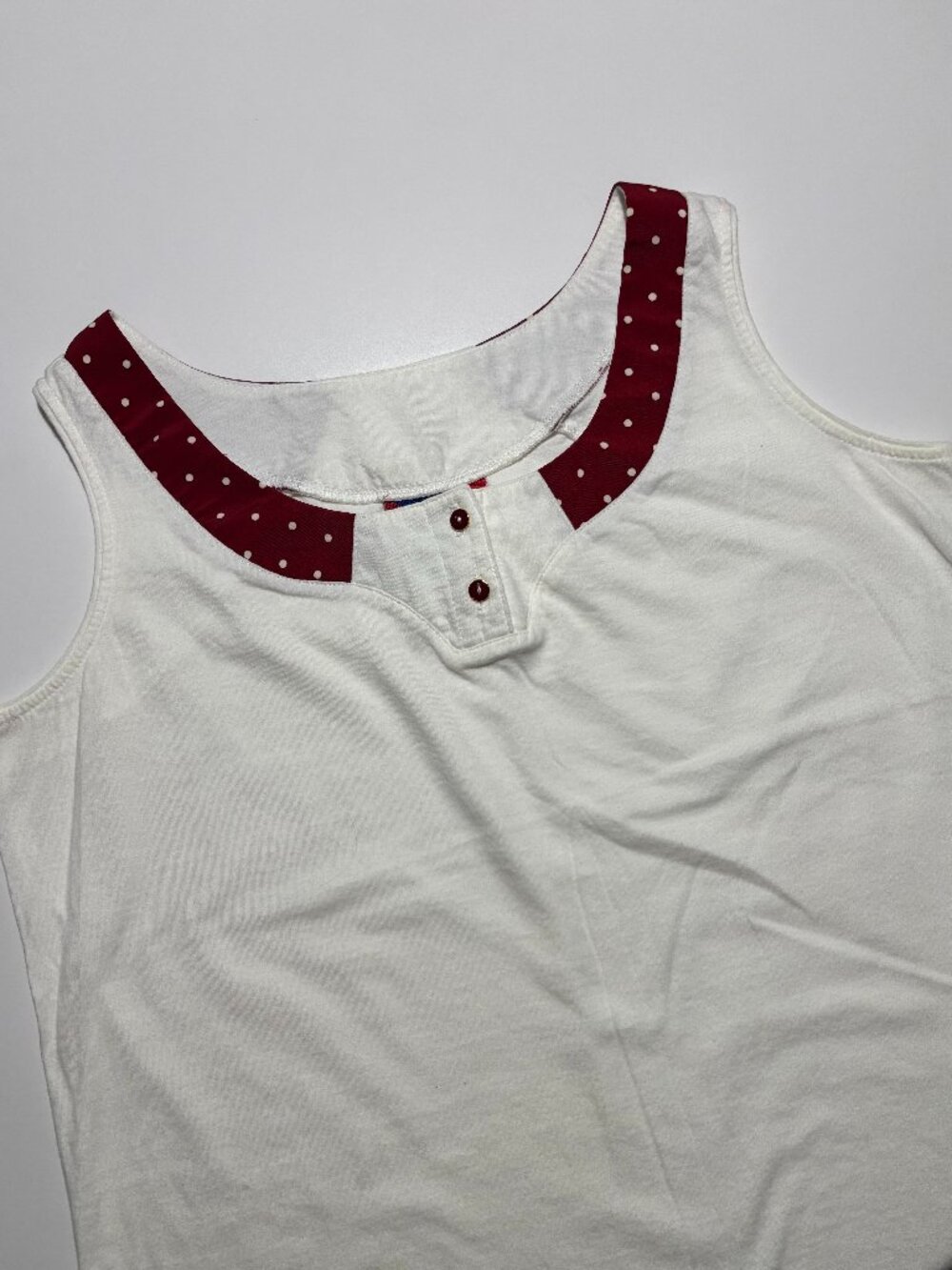Tail White & Red Vintage Retro Polka Dot Cotton Tank Top